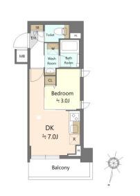 SHOKEN RESIDENCE西馬込(1DK/3階)の間取り写真