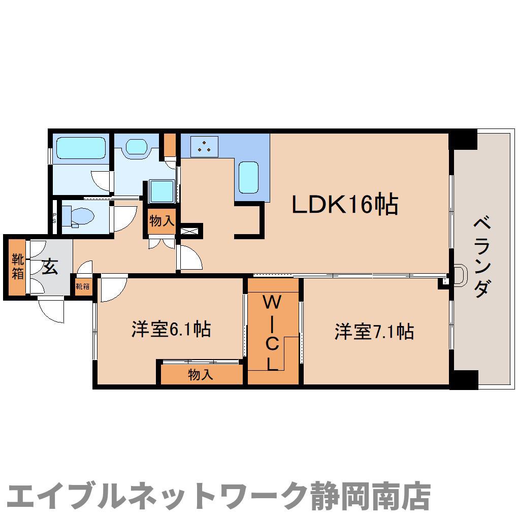 グランドメゾン静岡 ザ タワー(2LDK/13階)の間取り写真