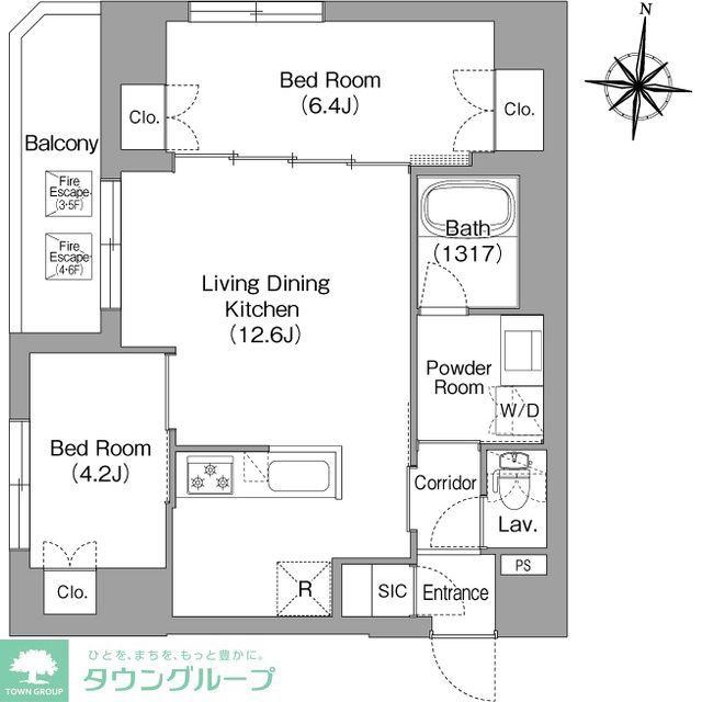 プラネソシエプラス旗の台(2LDK/4階)の間取り写真