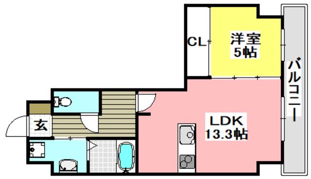 ALIVIO茨木西中条(1LDK/2階)の間取り写真