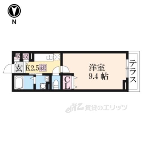 レイズライト(1K/1階)の間取り写真
