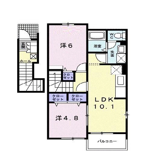 メゾンマーベラスA(2LDK/2階)の間取り写真