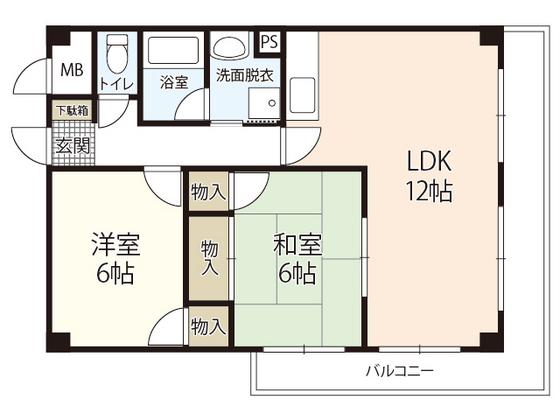 ロゼ谷本(2LDK/2階)の間取り写真
