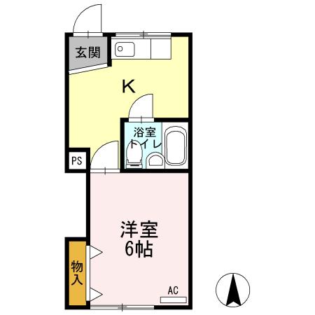 サンものべ(1K/2階)の間取り写真
