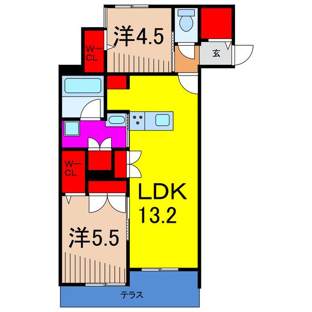 ティオ ブルーノ(2LDK/2階)の間取り写真