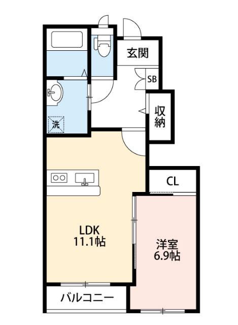 コンフォール(1LDK/1階)の間取り写真