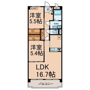 メゾンプチシャトー出口A館(2LDK/3階)の間取り写真
