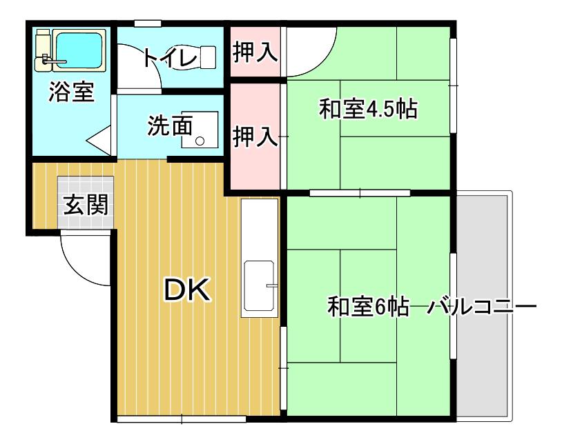 フォーブル幡野(2DK/1階)の間取り写真