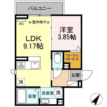 シャトーインハーモニーII(1LDK/3階)の間取り写真