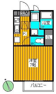 RKハイム和田C棟(1K/2階)の間取り写真