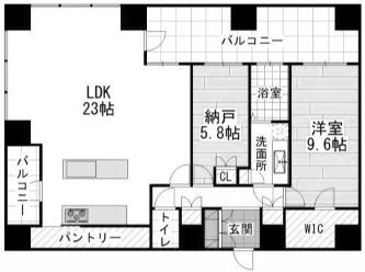 MOJI MID AIR(1LDK/24階)の間取り写真