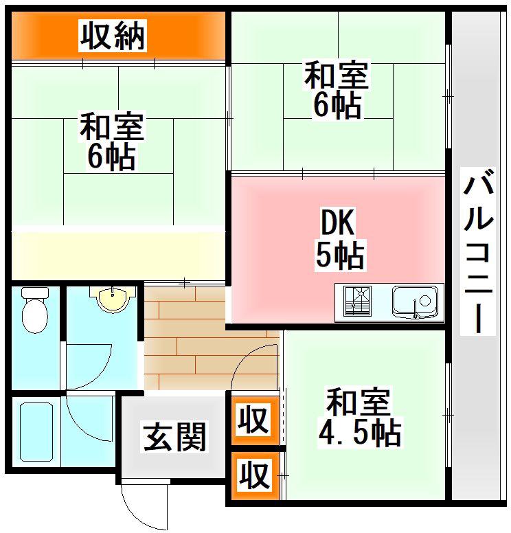 大内田ビルNO1(3DK/2階)の間取り写真