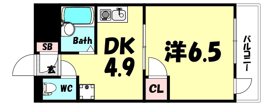 サンパレス北浦(1DK/5階)の間取り写真