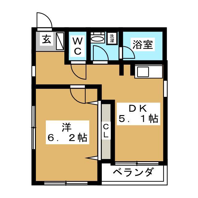 ヒラルソルデ仲地(1DK/3階)の間取り写真