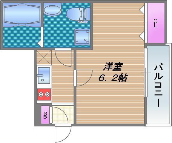 ソフィア森ノ宮(1K/2階)の間取り写真