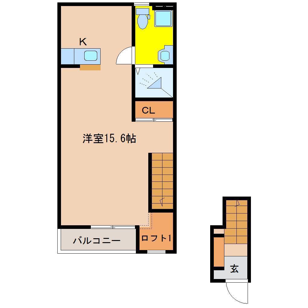 フェリス大工町(ワンルーム/2階)の間取り写真