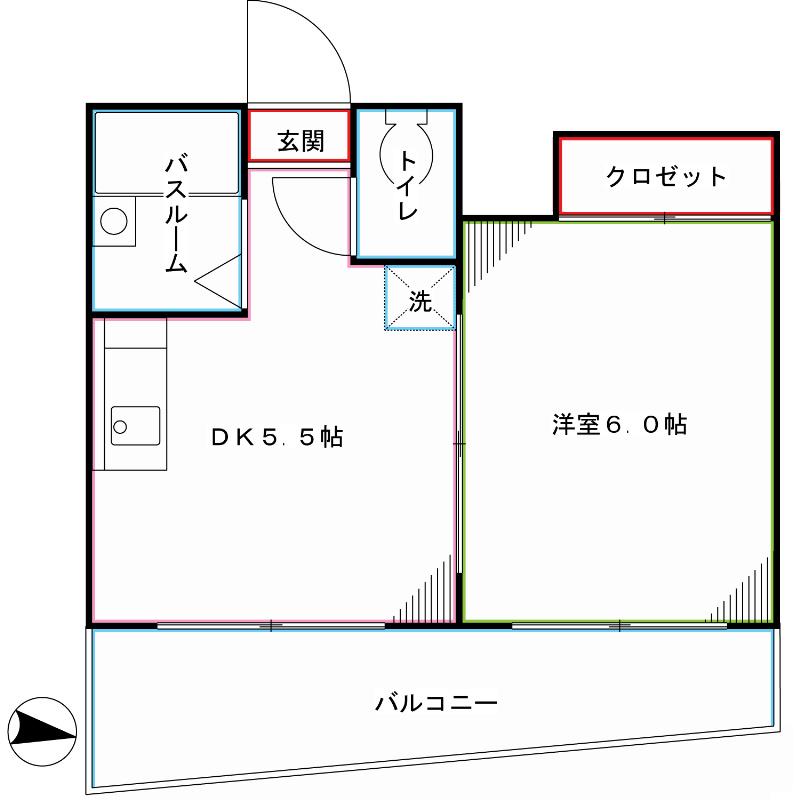 ビア ローザ(1DK/2階)の間取り写真