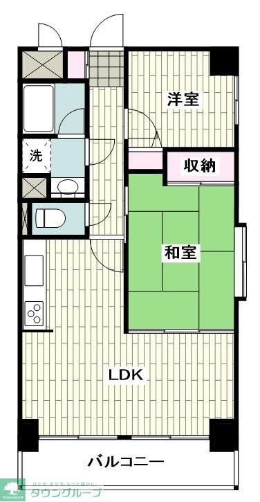 ライオンズプラザ平塚(2LDK/12階)の間取り写真