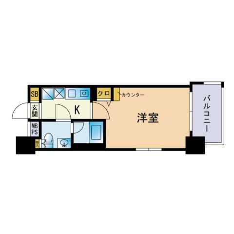 エンクレスト天神南(1K/3階)の間取り写真