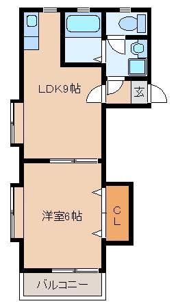 シルフィーコート白木原(1LDK/2階)の間取り写真