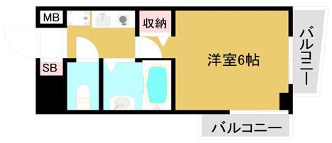ワコーレ新神戸ステージ(1K/6階)の間取り写真