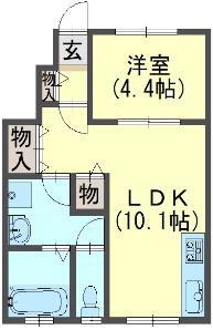 アンダンテ加古川本町(1LDK/1階)の間取り写真