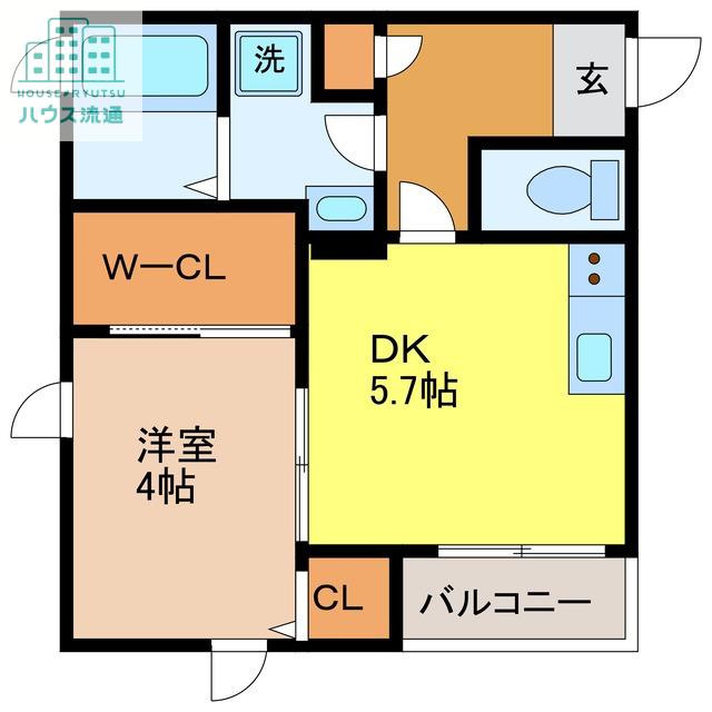ブルーミー鳥栖レジデンス(1DK/1階)の間取り写真
