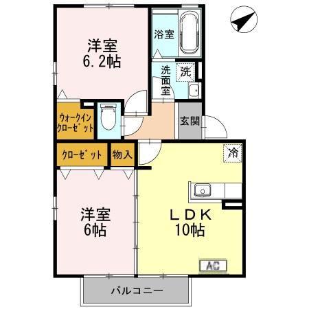 クリアムールB(2LDK/2階)の間取り写真