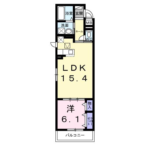 BANKSIA(1LDK/1階)の間取り写真