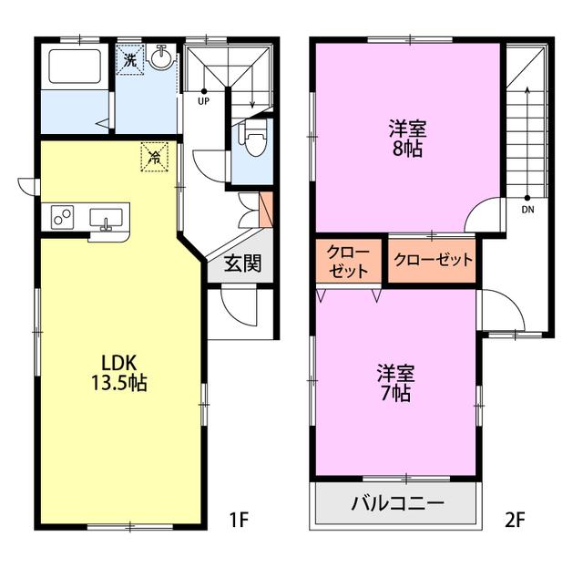 ボヌール(2LDK/1階)の間取り写真