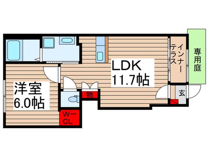 レヴメゾン神山(1LDK/1階)の間取り写真