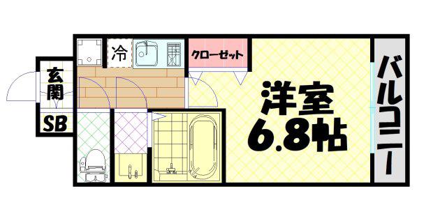 フォーリアライズ弁天町クロス(1K/3階)の間取り写真