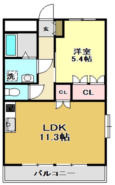 ネオクレスト I(1LDK/2階)の間取り写真