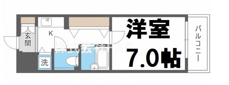 サムティ心斎橋イースト(1K/3階)の間取り写真