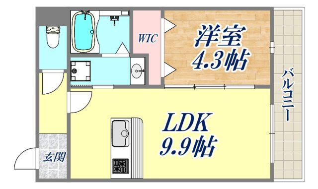 ソリティア西宮池田(1LDK/2階)の間取り写真