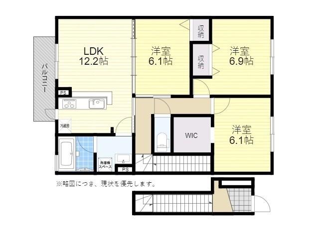 ウィット川崎2 B棟(3LDK/2階)の間取り写真