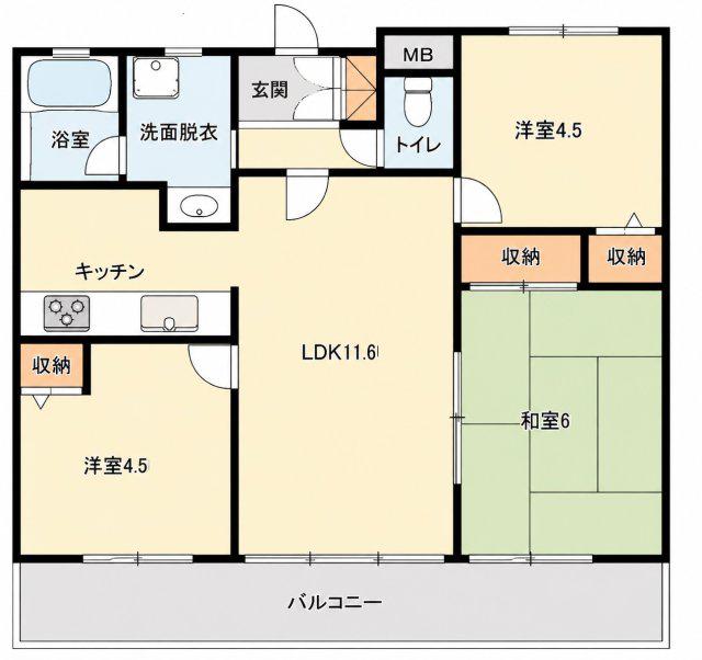 ワコーレベイフロント摩耶(3LDK/5階)の間取り写真