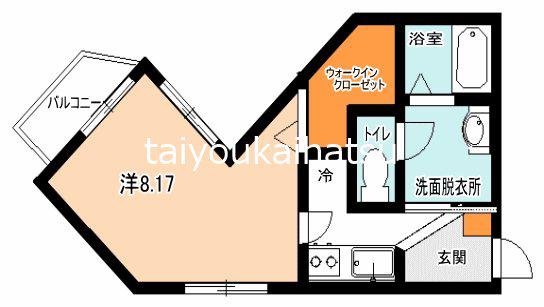 鹿児島市電唐湊線 市立病院前駅(鹿児島) 徒歩14分 5階建 築4年(1K/4階)の間取り写真