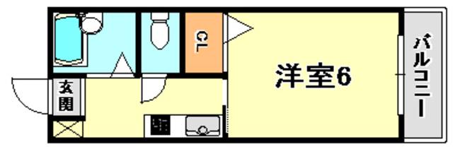ラヴィエゼ神戸(1K/2階)の間取り写真
