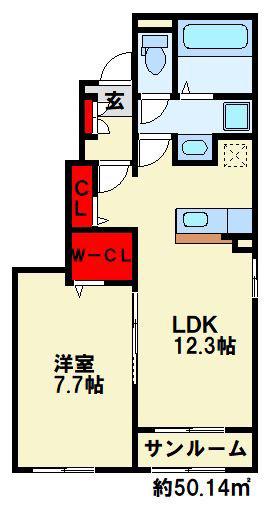 メゾン ド ジュネス III(1LDK/1階)の間取り写真