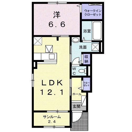 ストーンズ下松OZ(1LDK/1階)の間取り写真