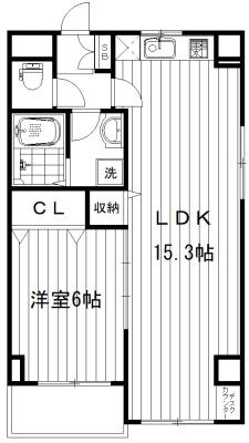 山崎ビル(1LDK/4階)の間取り写真