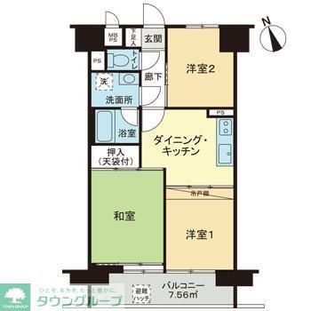 ライオンズマンション練馬(3DK/11階)の間取り写真