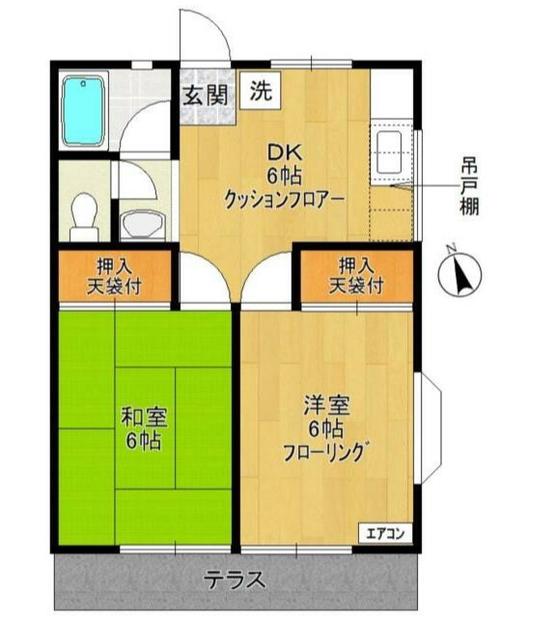 コーポサンライズ22(2DK/2階)の間取り写真