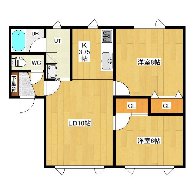 第17日研ハイツ(2LDK/1階)の間取り写真