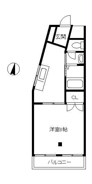 緑ヶ丘サンコーポ(1K/1階)の間取り写真