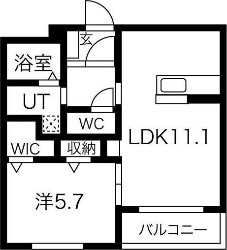 ドッグパウズ戸崎(1LDK/3階)の間取り写真