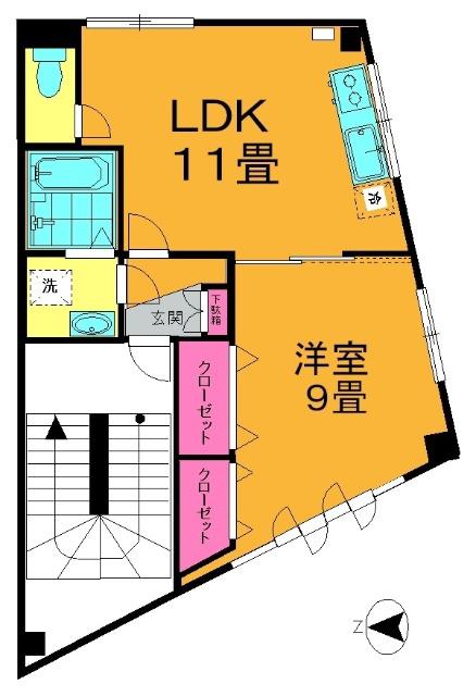 晴美ビル(1LDK/3階)の間取り写真