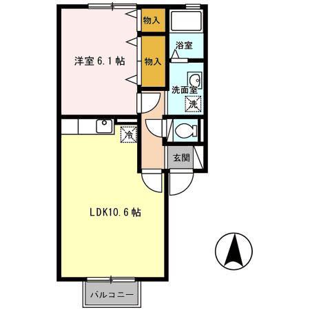 クラレンスホワイト I・II(1LDK/2階)の間取り写真
