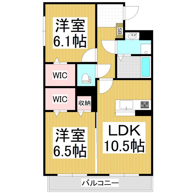 パルコート(2LDK/1階)の間取り写真